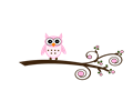 Pink Owl on a Branch