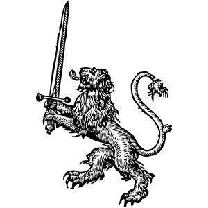 lion with sword