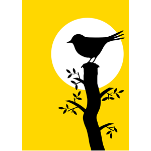 Silhouette with bird and tree