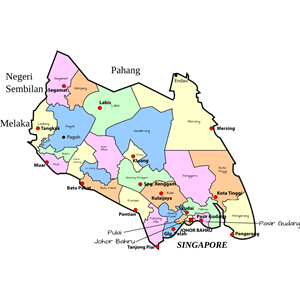 Parliamentary map of Johor, Malaysia