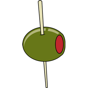 green olive on a toothpick