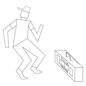 Dancing Box Man Line Art