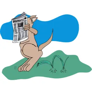 Kangaroo Reading Paper Clipart