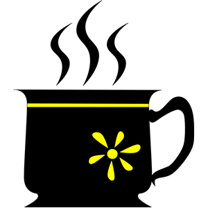 Black cup with yellow flower