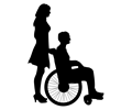 Woman Pushing Man In Wheelchair Silhouette