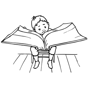 Boy Reading a Big Book 