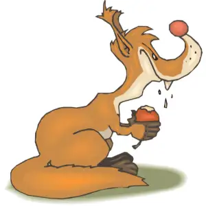 Fox Eating Apple Clipart