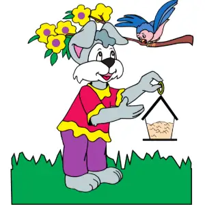 Dog Feeding Bird Clipart