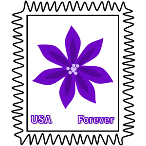 stamp purple flower