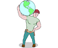 Worker with Globe