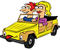 Girl and Boy Driving Car Cartoon