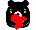 Black bear holding a heart