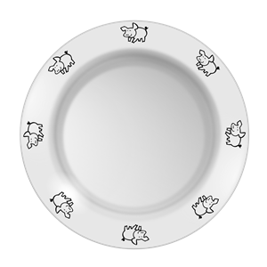 Plate with pig pattern