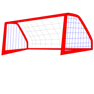 Red Soccer Goal Net, Blue Lines