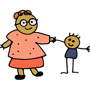 Mom holding childs hand