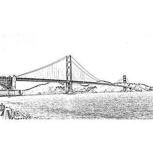Golden Gate Bridge Woodcut