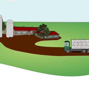 Truck transports animals to industrial farm