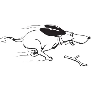 Dog Fetching Stick Clipart