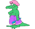 Alligator in Shower Cap