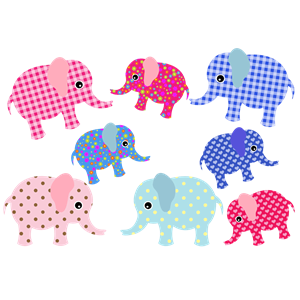 Colorful Retro Elephants