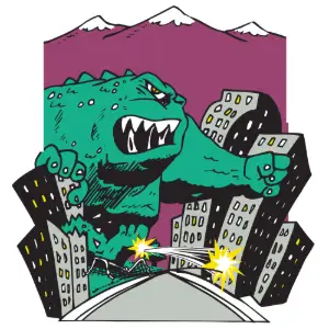 Monster Attacking City Clipart