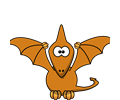 Cartoon pterodactyl with upraised wings