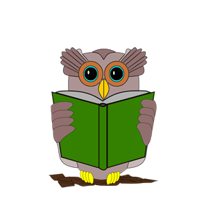 The owl is reading a book