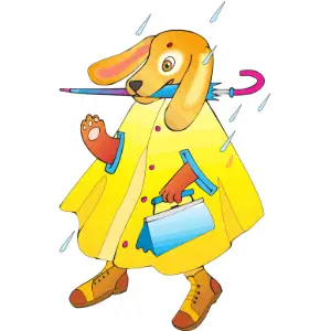 Dog in Raincoat Clipart