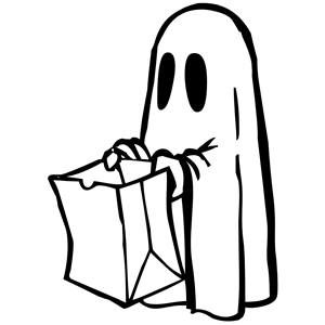 Ghost with bag (black and white)