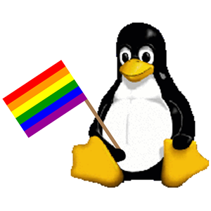 Tux Flying Rainbow Flag