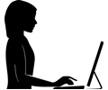 Female Silhouette with Extended Arm at Computer