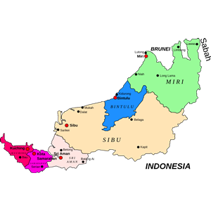 Map of Sarawak, Malaysia