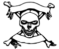 Skull with banners