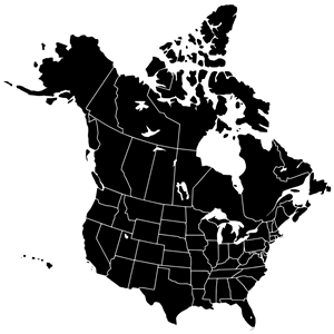 North America with states and provinces