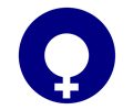 female gender symbol filled in a circle