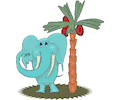 Elephant by Palm Tree