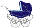Vintage Blue Baby Stroller Carriage