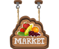 Sign for a fruit & veg market from Glitch