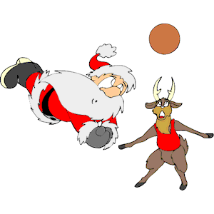 Santa Playing Volleyball