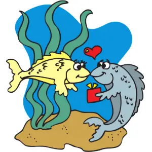 Fish in Love Clipart