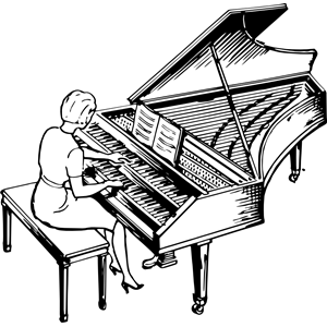 Woman playing a harpsichord