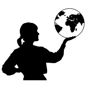Woman With Globe In Hand Silhouette
