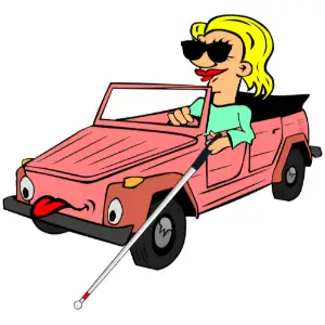 Blind Girl Driving Car Cartoon Clipart
