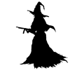Witch With Machine Gun Silhouette