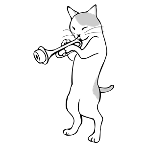 Anthropomorphic Trumpet Playing Cat