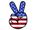 US Flag Peace Hand Sign