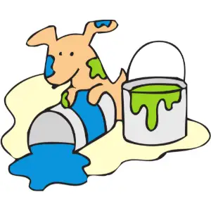 Dog Spilling Paint Clipart