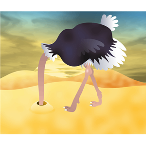 Cartoon Ostrich With Head In Sand