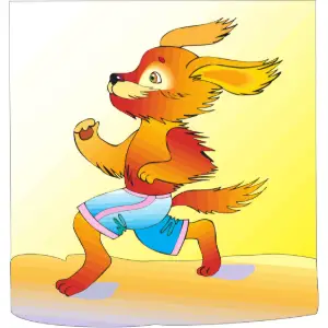 Dog Running on Beach Clipart