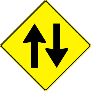 Yellow Road Sign - Two Way Traffic